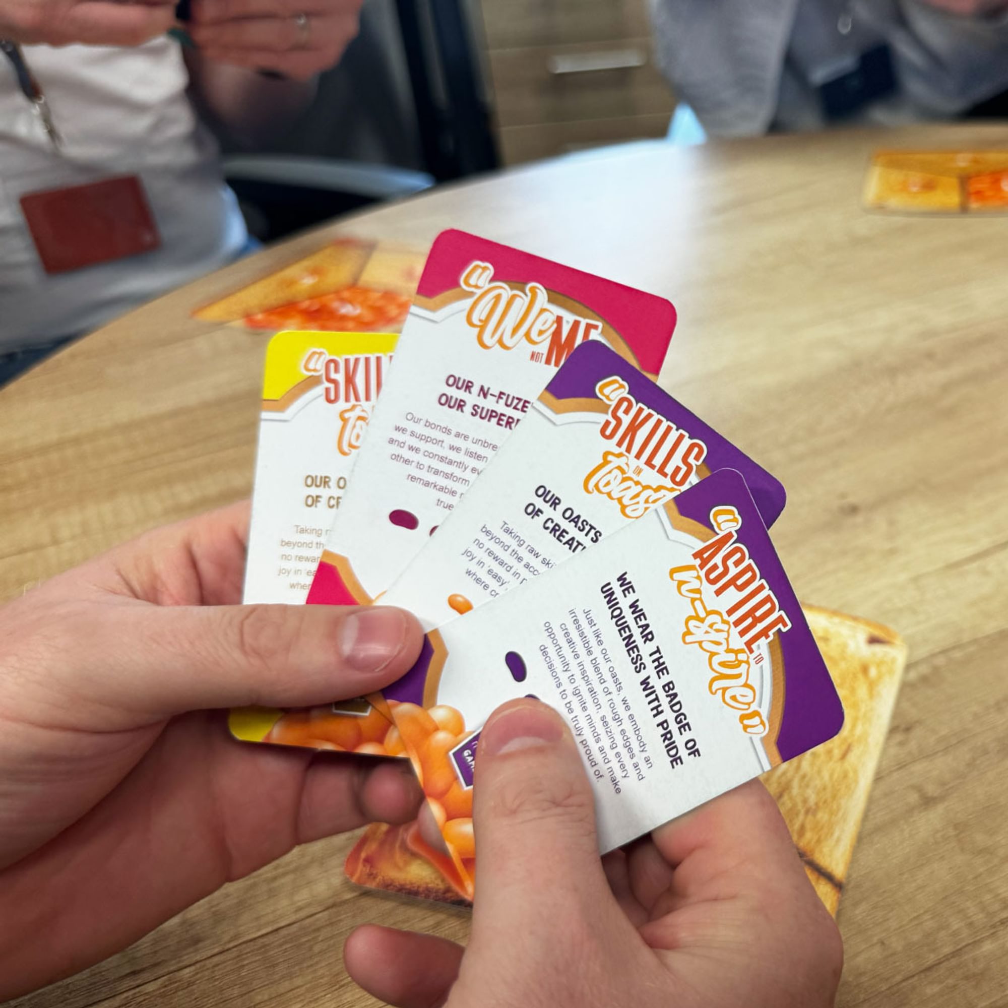 A group of people playing the n-fuze game - Skills on Toast