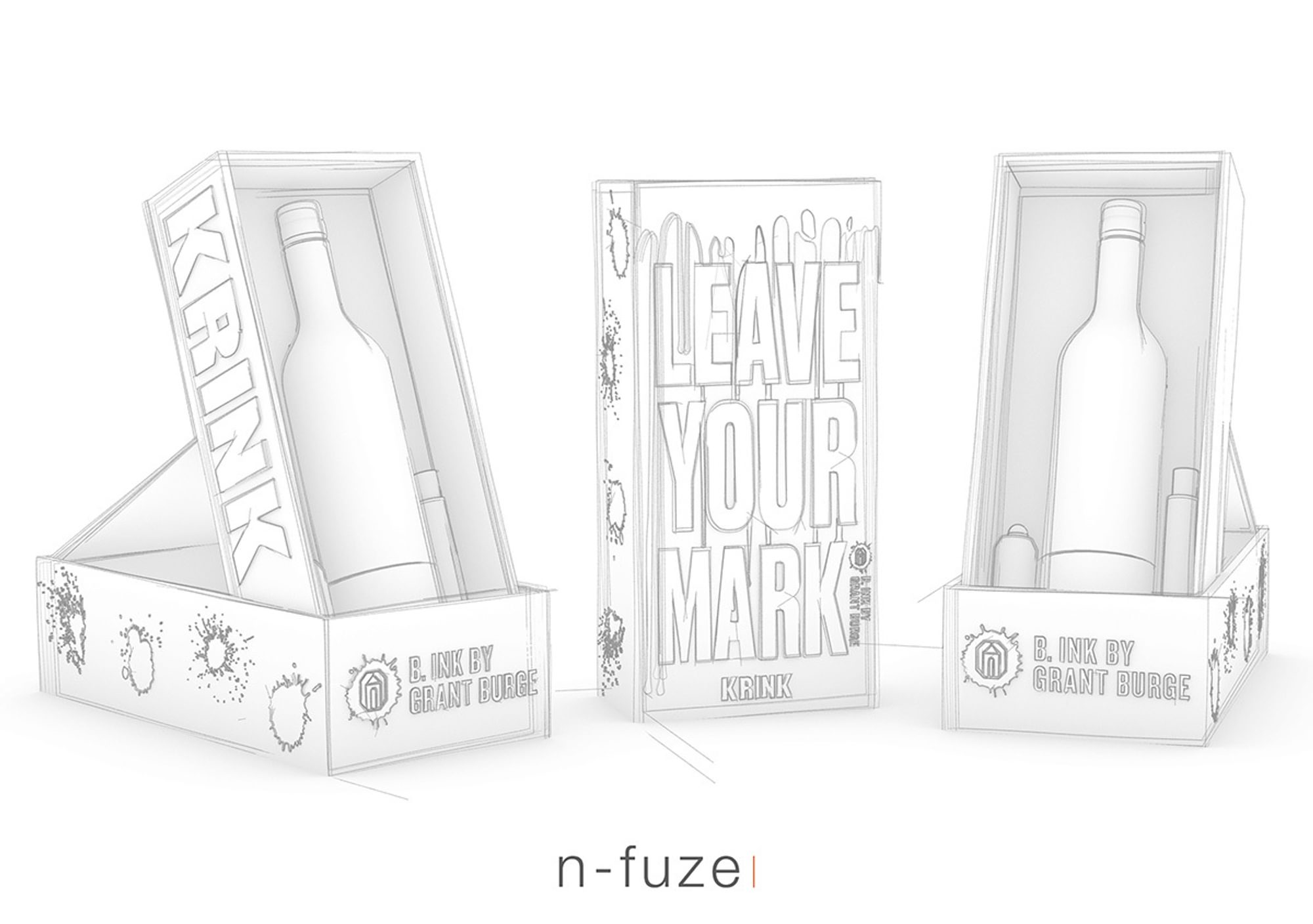 An n-fuze sketch of the krink x Grant Burge Barossa Ink Shiraz influencer box showing its closeness to the finished result.